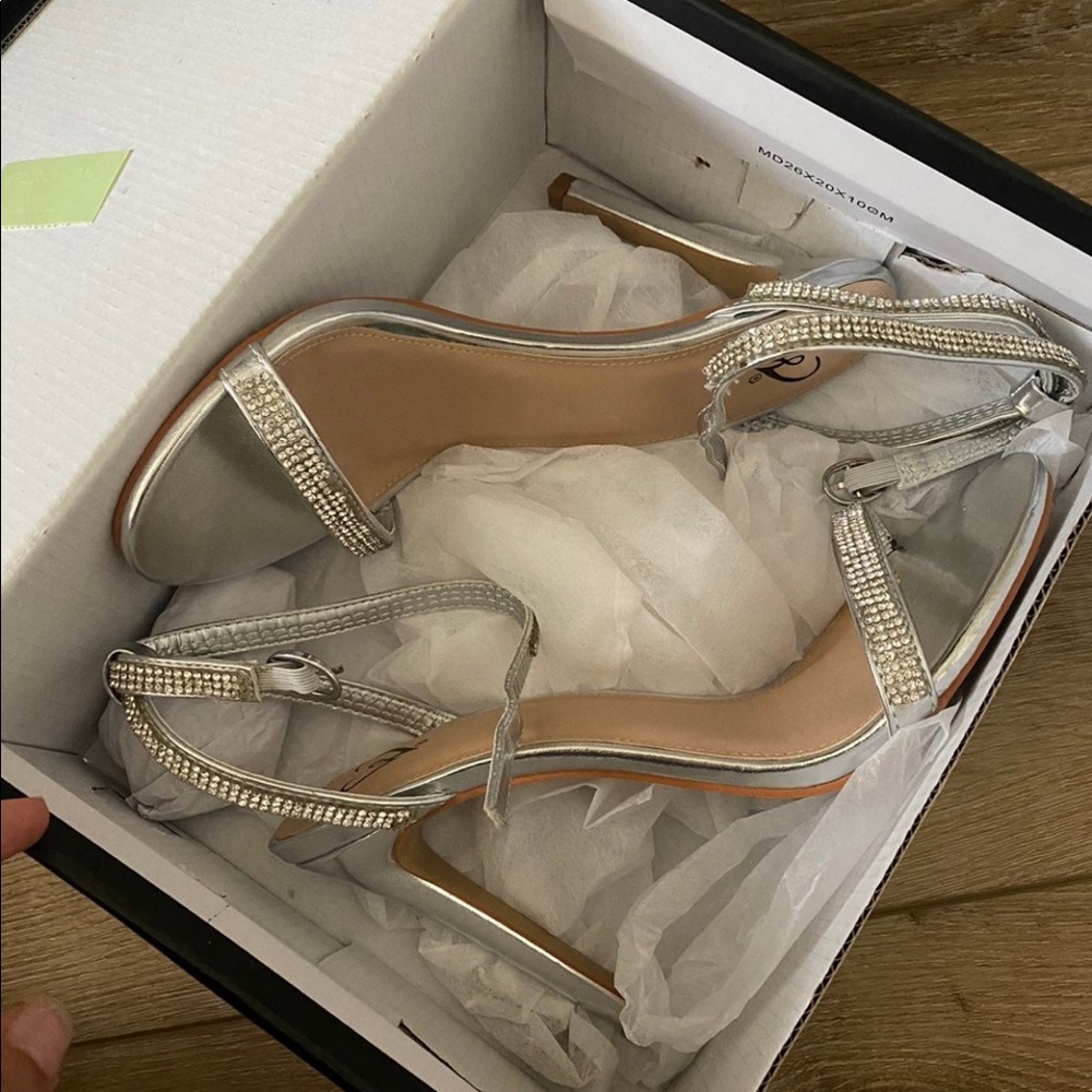 Windsor silver rinestone heels